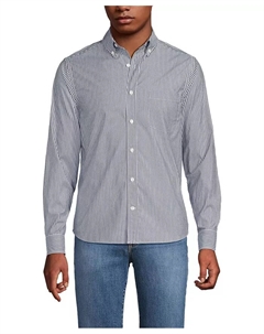 Мужская рубашка с длинным рукавом для путешествий, синий Lands' end