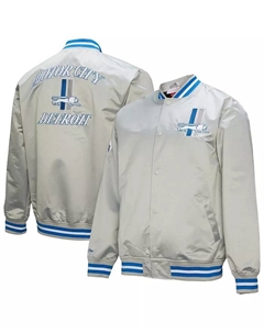 Мужская серая куртка Detroit Lions Double Down на молнии с атласным покрытием Mitchell and ness