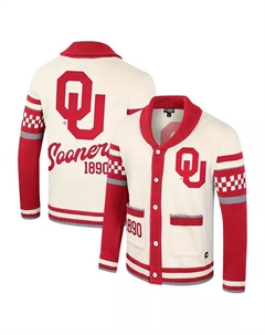 Мужской и женский кремовый джемпер Oklahoma Sooners Wild Collective с пуговицами в технике жаккард Colosseum