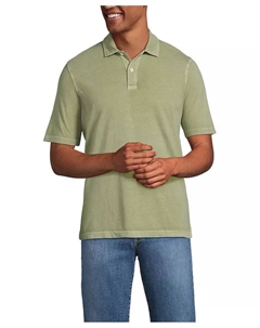 Мужская короткая футболка Sun Faded Super T Polo, зеленый Lands' end