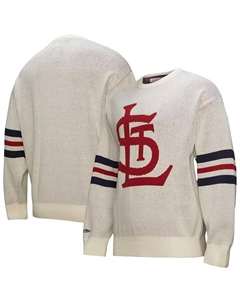 Мужской кремовый ретро-свитер St. Louis Cardinals Mitchell and ness