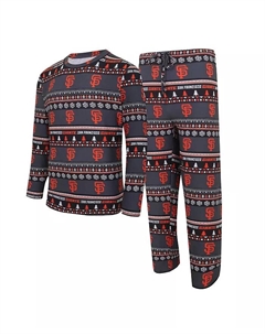 Мужской вязаный комплект San Francisco Giants (свитер с длинным рукавом и брюки) в черном цвете Concepts sport