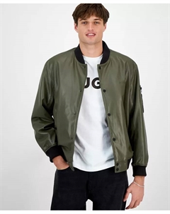 Мужская куртка-бомбер Balamo из искусственной кожи, зеленый Hugo boss