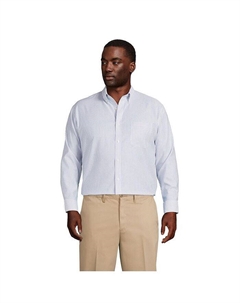 Мужская оксфордская классическая рубашка с традиционным узором без железа Supima, цвет Bayshore blue stripe Lands' end