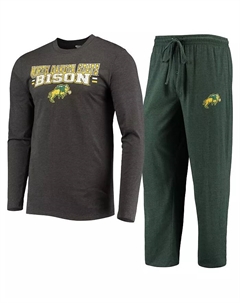 Мужской зеленый и вересково-угольный комплект для сна NDSU Bison с длинными рукавами: футболка и брюки Concepts sport