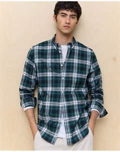 Рубашка с длинным рукавом в клетку для мужчин, зеленый Easy wear