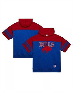 Мужская оверсайз худи с коротким рукавом и винтажным логотипом Royal Buffalo Bills Mitchell and ness