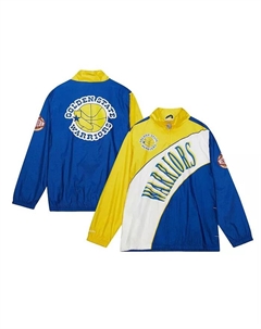 Мужская белая потертая ветровка Golden State Warriors Hardwood Classics с арочной вышивкой и подкладкой на молнии Mitchell and ness