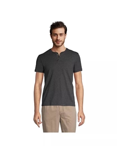 Мужская футболка Super-T с коротким рукавом в стиле хенли, черный Lands' end