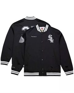 Мужская бейсбольная куртка на молнии Frank Thomas Black Chicago White Sox Legends Collection в винтажном стиле из сатина Mitchell and ness