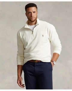 Мужской свитер-пуловер Estate-Rib с застежкой-молнией на четверть длины для крупных и высоких людей, загар/бежевый Polo ralph lauren