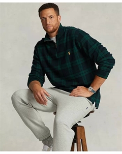 Мужской свитер-пуловер Estate-Rib с застежкой-молнией на четверть длины для крупных и высоких людей, синий Polo ralph lauren