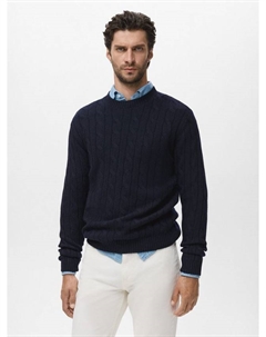 Бимбо шерстяной джемпер с круглым вырезом, Navy Mango