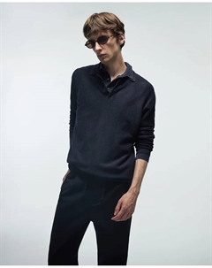 Поло из джерси с текстурой, темно-синий Сфера