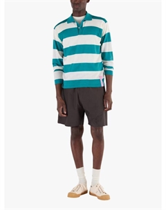 Регбийская рубашка Regular Fit из мериносовой шерсти с полосками, Ocean Teal/Snow White John smedley