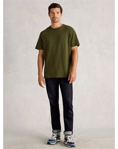 Хлопковая футболка Harrington с круглым вырезом, Khaki White stuff