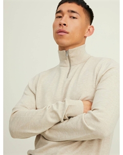 Пуловер Dünner Strick Half Zip Stehkragen Sweater JJEEMIL, светло серый Jack & jones