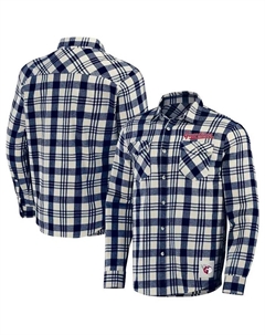 Мужская рубашка на пуговицах в клетку Darius Rucker Collection от Navy Cleveland Guardians Fanatics
