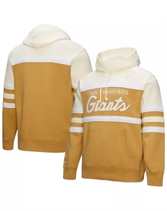 Мужская худи с капюшоном San Francisco Head Coach в цвете «тан/крем» Mitchell and ness