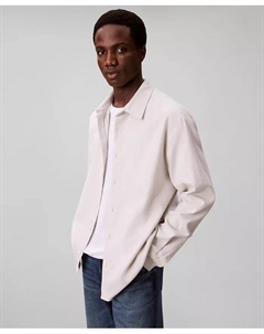 Мужская меланжевая фланелевая рубашка классического кроя, слоновая кость/кремовый Calvin klein