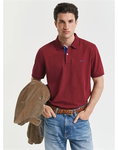 Хлопковая поло с контрастным логотипом и регланом, Plumped Red Gant