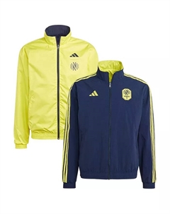 Мужская сине-желтая реверсивная бомбер Nashville SC 2023 On-Field Anthem на молнии Adidas