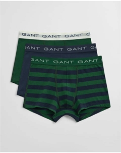 Набор из трех мужских боксеров из ткани с полосатым узором, зеленый Gant
