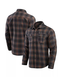 Мужская классическая фланелевая рубашка с длинным рукавом на пуговицах New York Giants в цвете древесного угля Fanatics