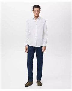 Мужская рубашка Regular-Fit из хлопка, белый Mango