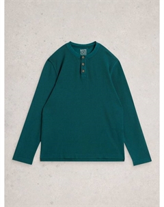 Верх пижамы Helston Cotton Henley, Mid Green White stuff