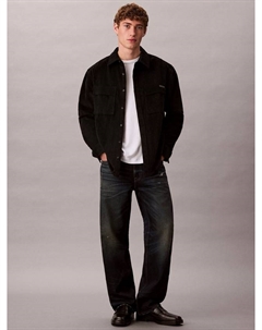 Хлопковая рубашка Regular Fit из вельвета, Black Calvin klein