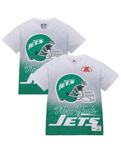 Мужская футболка New York Jets Team Burst Vintage Logo белого цвета Mitchell and ness