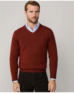 Свитер из овечьей шерсти с V-образным вырезом, коричневый Hackett