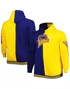 Мужской худи Golden State Warriors Big and Tall Hardwood Classics Split цвета темно-синего и золотого Mitchell and ness