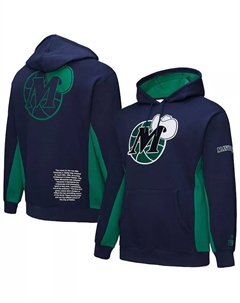 Мужская синяя толстовка с капюшоном Dallas Mavericks Hardwood Classics Team Origins из флиса Mitchell and ness
