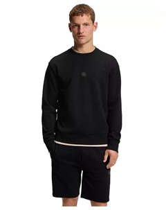 Мужской махровый свитшот из хлопковой смеси с монограммой, черный Hugo boss