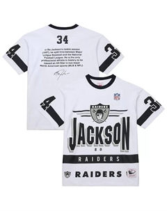 Мужская футболка Bo Jackson с именем, номером и винтажным логотипом команды Las Vegas Raiders в белом цвете Mitchell and ness