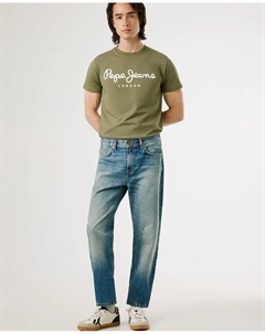 Мужские джинсы байкер с прямым кроем и деталями с потертостями, синий Pepe jeans