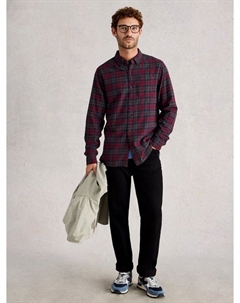 Черная клетчатая хлопковая рубашка с длинными рукавами и воротником White stuff