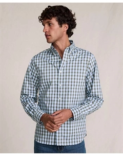 Мужская рубашка с длинным рукавом для путешествий, зеленый Lands' end