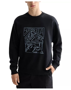 Мужская свободная толстовка с длинным рукавом и графическим логотипом, серый Scotch&soda