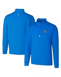 Толстовка Men's Blue Detroit Lions Helmet Traverse Stretch Quarter-Zip Pullover Top Cutter & buck
