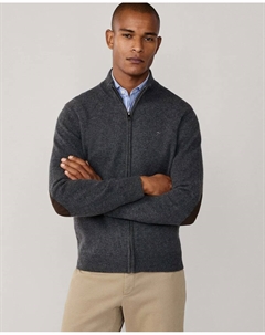 Мужской кардиган из овечьей шерсти на молнии, темно-серый Hackett