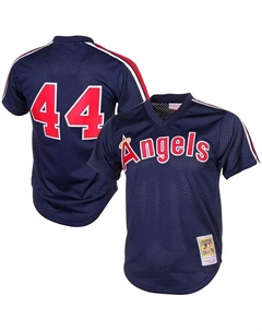 Мужская тренировочная бейсбольная майка Reggie Jackson в сетку цвета Navy California Angels Cooperstown Mitchell and ness