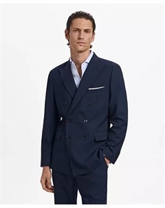 Мужской монокль двубортный приталенный пиджак, синий Mango