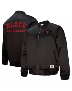 Мужская и женская черная куртка с полной застежкой-молнией San Francisco 49ers Black Excellence Collection Icon Mitchell and ness