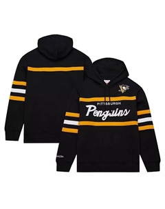 Мужская черная толстовка с капюшоном Pittsburgh Penguins Head Coach Mitchell and ness
