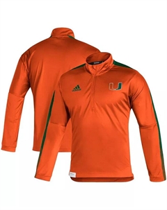 Мужская оранжевая куртка Miami Hurricanes 2021 с молнией на четверть Adidas