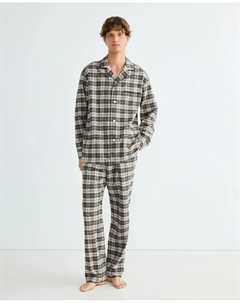 Мужская пижама из вельвета в клетку, хаки Emidio tucci