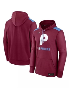 Мужская бордовая толстовка с капюшоном Philadelphia Phillies Authentic Collection Performance Pullover Hoodie Nike